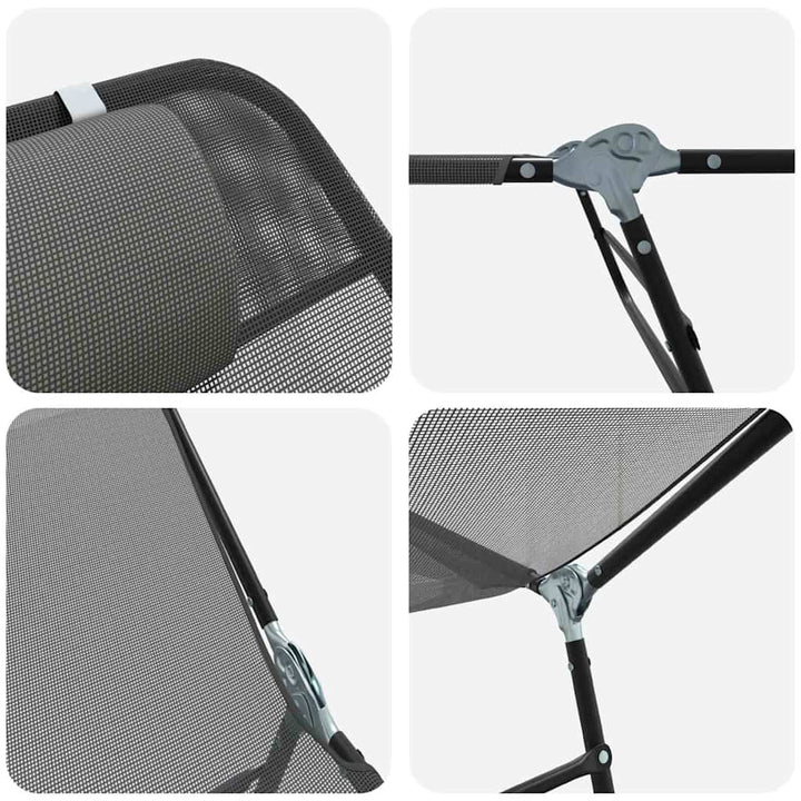 Foldestol 2-person 2 pcs Grå 182 x 55 x 85.5cm Textilene