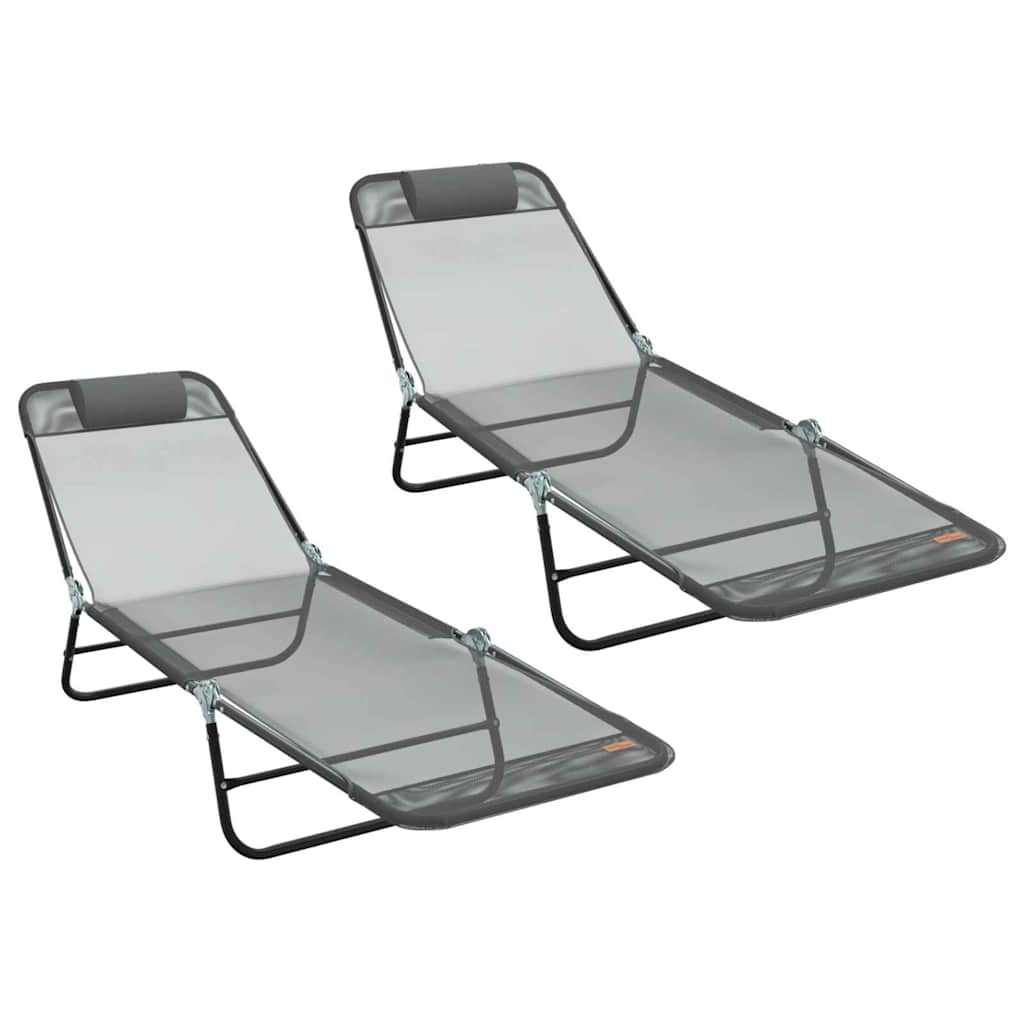 Foldestol 2-person 2 pcs Grå 182 x 55 x 85.5cm Textilene