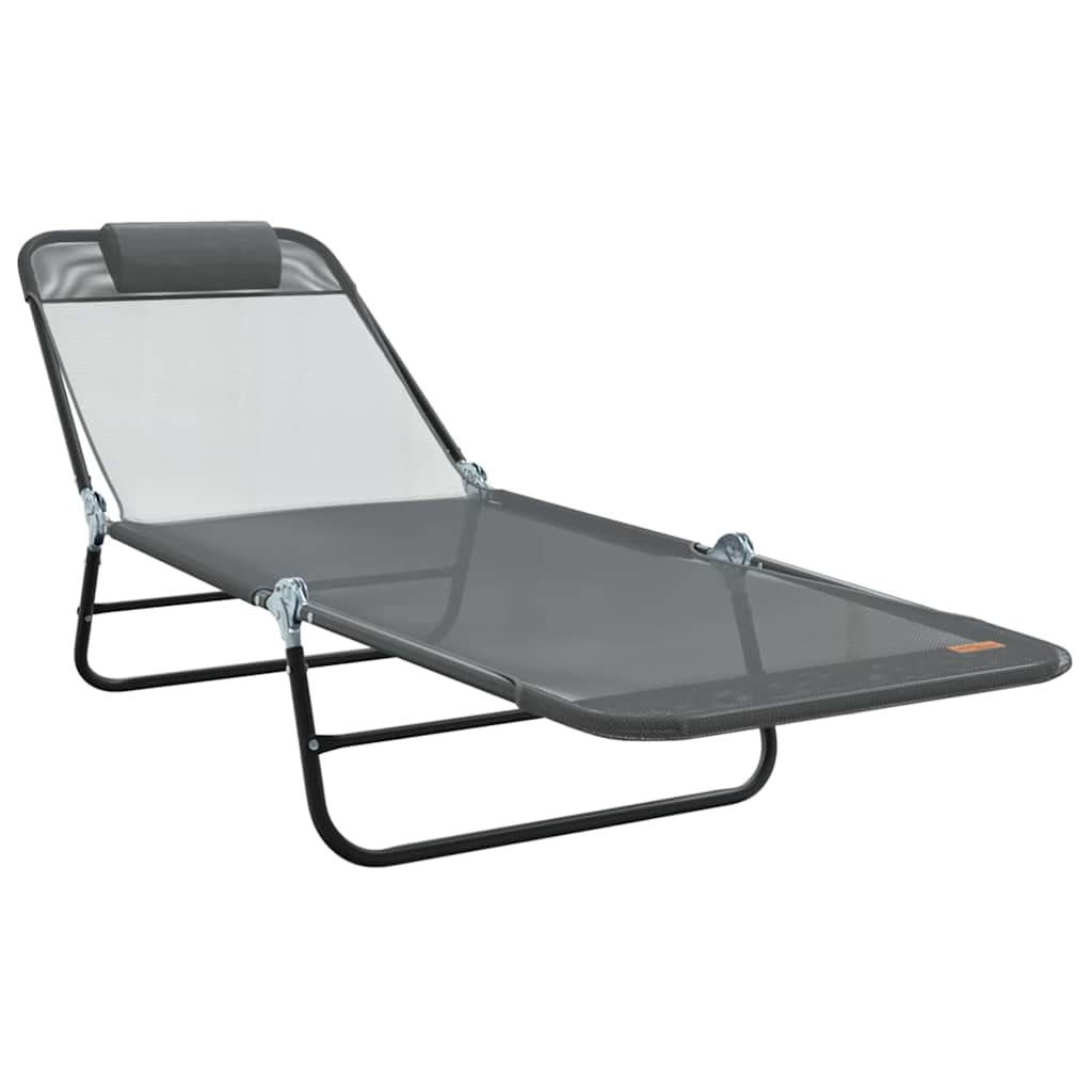 Foldestol 2-person 2 pcs Grå 182 x 55 x 85.5cm Textilene