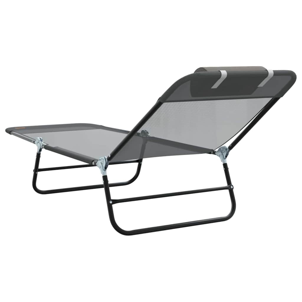 Foldestol 2-person 2 pcs Grå 182 x 55 x 85.5cm Textilene