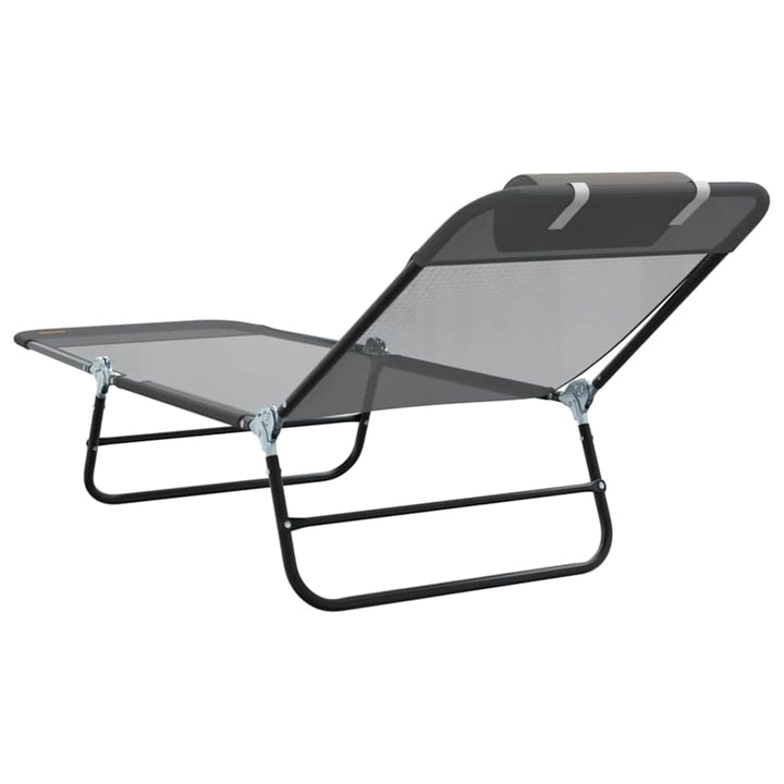 Foldestol 2-person 2 pcs Grå 182 x 55 x 85.5cm Textilene