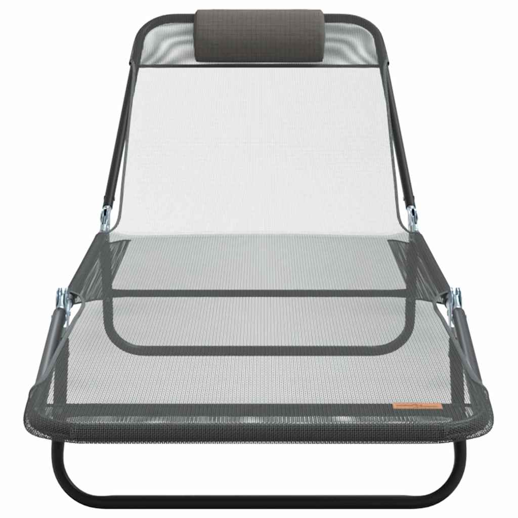 Foldestol 2-person 2 pcs Grå 182 x 55 x 85.5cm Textilene