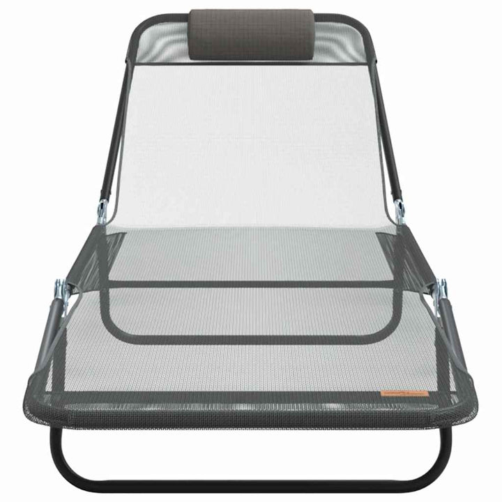 Foldestol 2-person 2 pcs Grå 182 x 55 x 85.5cm Textilene