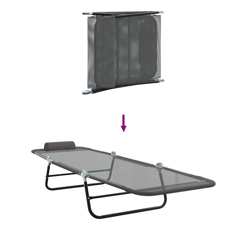 Foldestol 2-person 2 pcs Grå 182 x 55 x 85.5cm Textilene