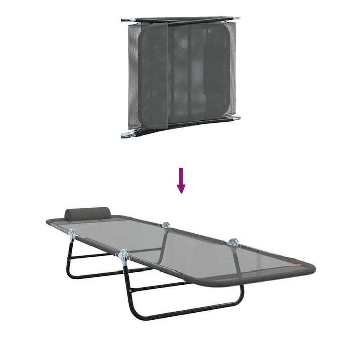 Foldestol 2-person 2 pcs Grå 182 x 55 x 85.5cm Textilene