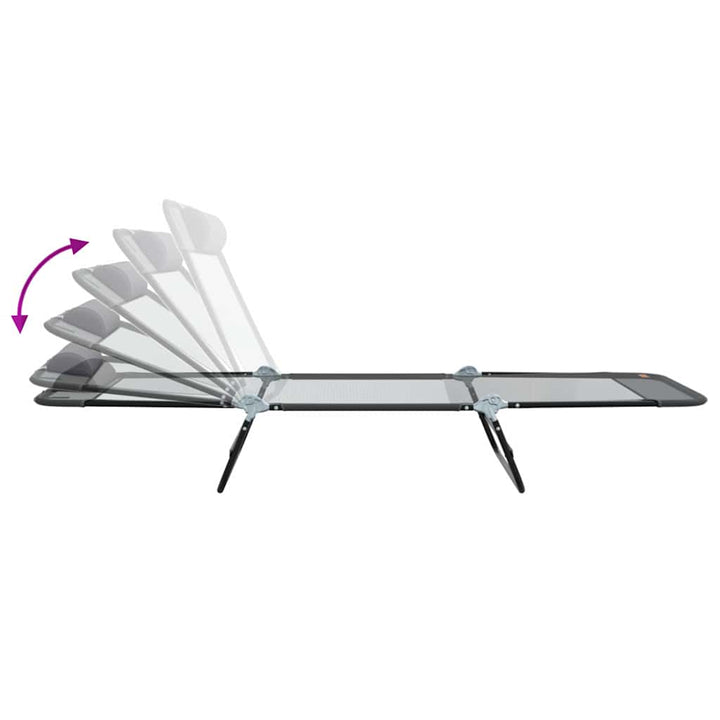 Foldestol 2-person 2 pcs Grå 182 x 55 x 85.5cm Textilene