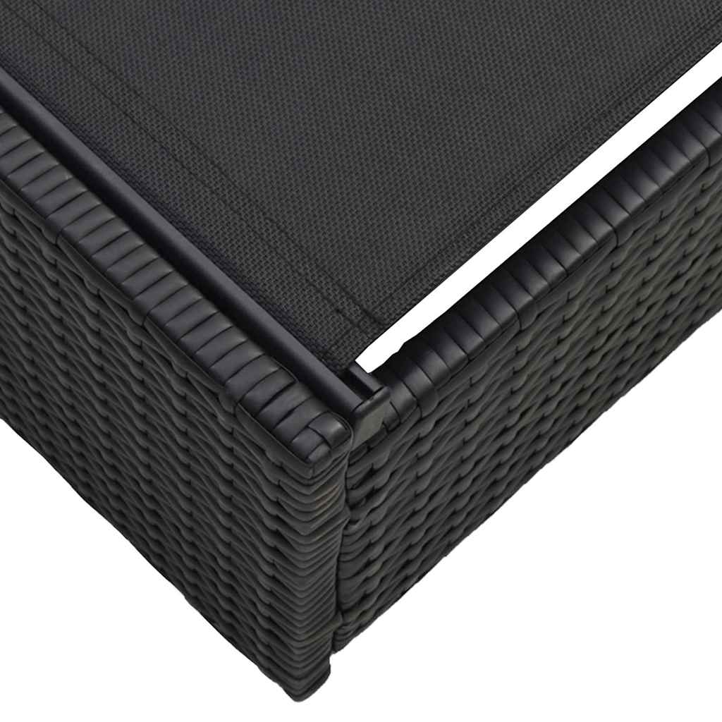 Solstol med pude 1-person Sort 60 x 200 x 27cm polyrattan