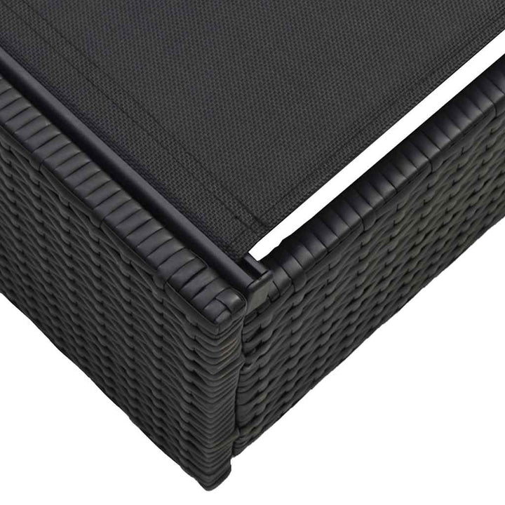 Solstol med pude 1-person Sort 60 x 200 x 27cm polyrattan