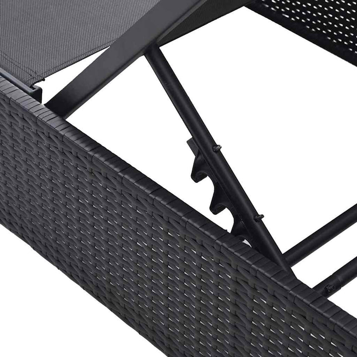 Solstol med pude 1-person Sort 60 x 200 x 27cm polyrattan