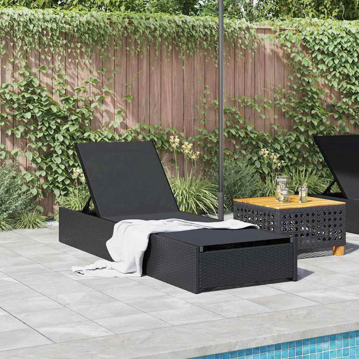Solstol med pude 1-person Sort 60 x 200 x 27cm polyrattan