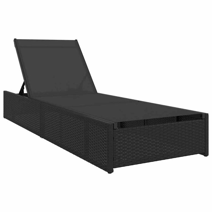 Solstol med pude 1-person Sort 60 x 200 x 27cm polyrattan