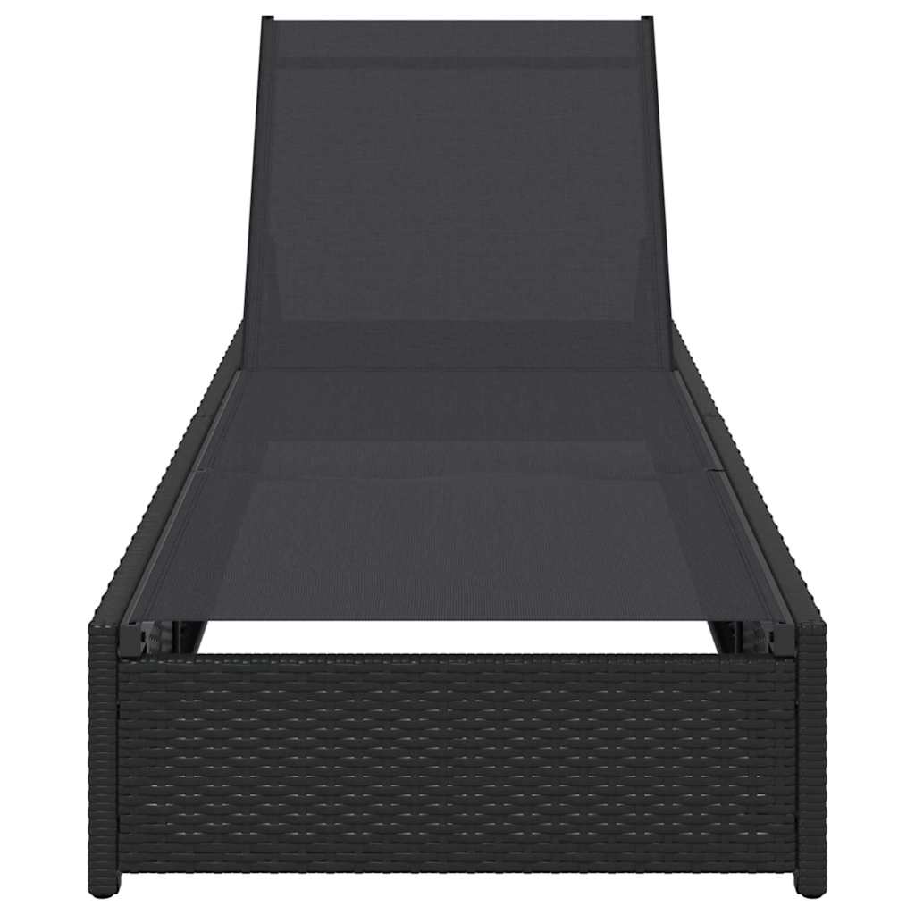 Solstol med pude 1-person Sort 60 x 200 x 27cm polyrattan