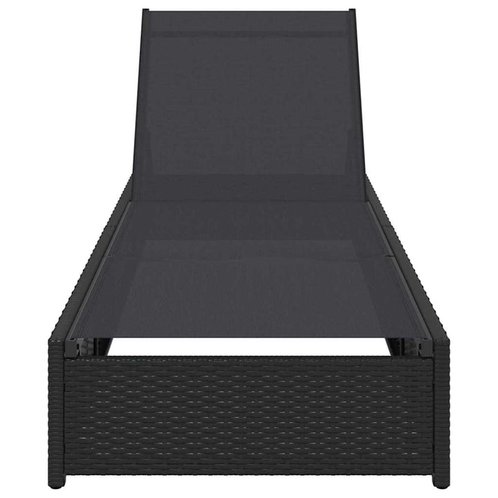 Solstol med pude 1-person Sort 60 x 200 x 27cm polyrattan