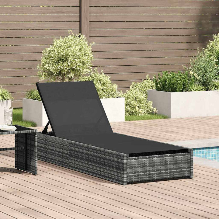 Solstol med pude 1-person Grå 60 x 200 x 27cm polyrattan