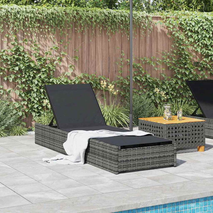 Solstol med pude 1-person Grå 60 x 200 x 27cm polyrattan