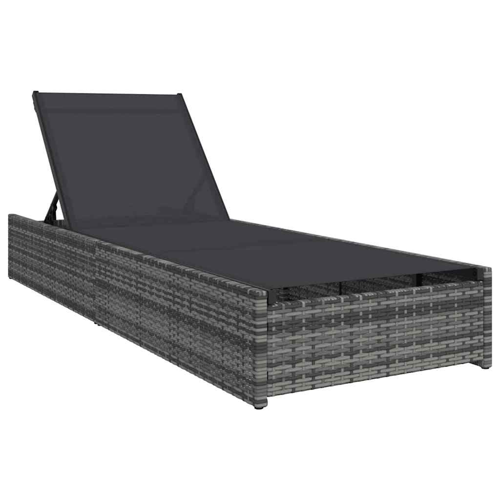 Solstol med pude 1-person Grå 60 x 200 x 27cm polyrattan
