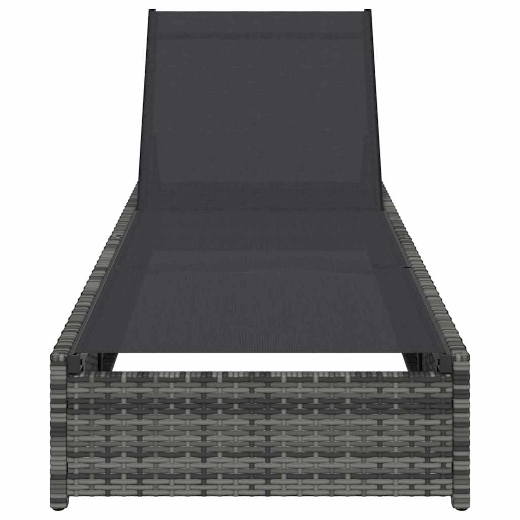Solstol med pude 1-person Grå 60 x 200 x 27cm polyrattan