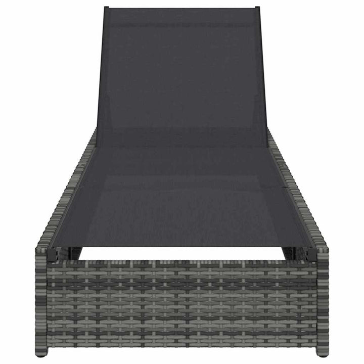 Solstol med pude 1-person Grå 60 x 200 x 27cm polyrattan