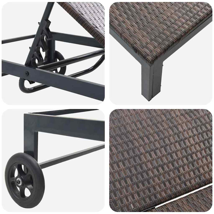 Solseng med pude 3 pcs Brun 40 x 39 x 40.5cm polyrattan