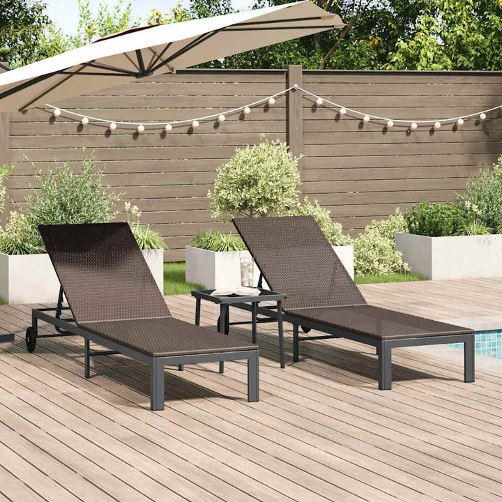 Solseng med pude 3 pcs Brun 40 x 39 x 40.5cm polyrattan
