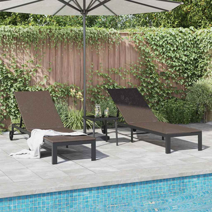 Solseng med pude 3 pcs Brun 40 x 39 x 40.5cm polyrattan