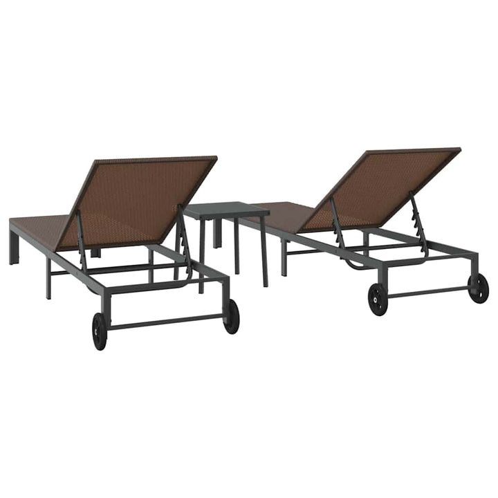 Solseng med pude 3 pcs Brun 40 x 39 x 40.5cm polyrattan