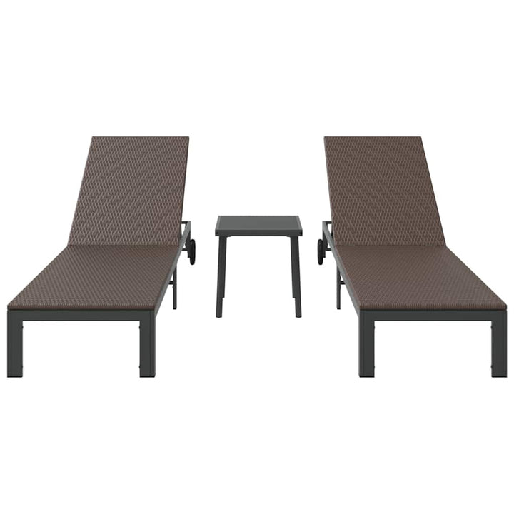 Solseng med pude 3 pcs Brun 40 x 39 x 40.5cm polyrattan