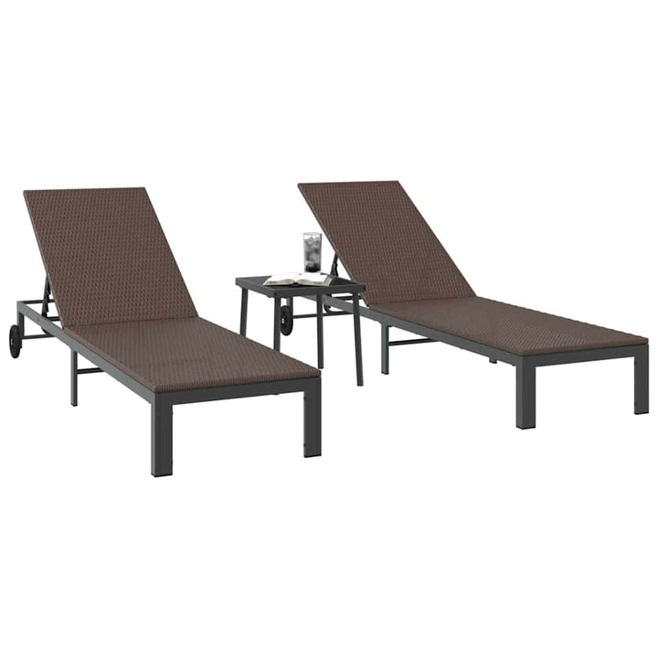 Solseng med pude 3 pcs Brun 40 x 39 x 40.5cm polyrattan