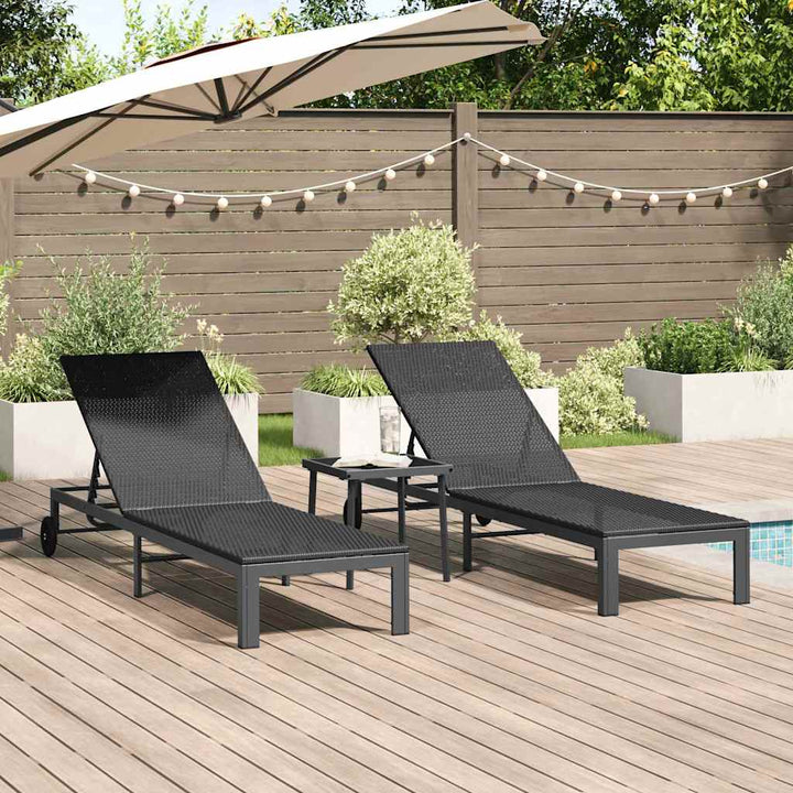 Solseng med pude 3 pcs Sort 40 x 39 x 40.5cm polyrattan