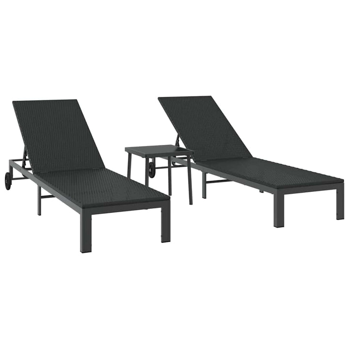 Solseng med pude 3 pcs Sort 40 x 39 x 40.5cm polyrattan
