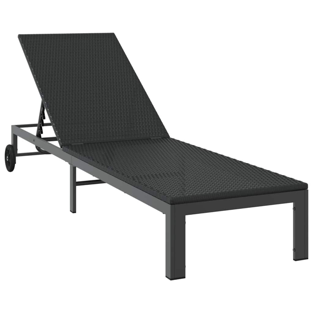 Solseng med pude 3 pcs Sort 40 x 39 x 40.5cm polyrattan