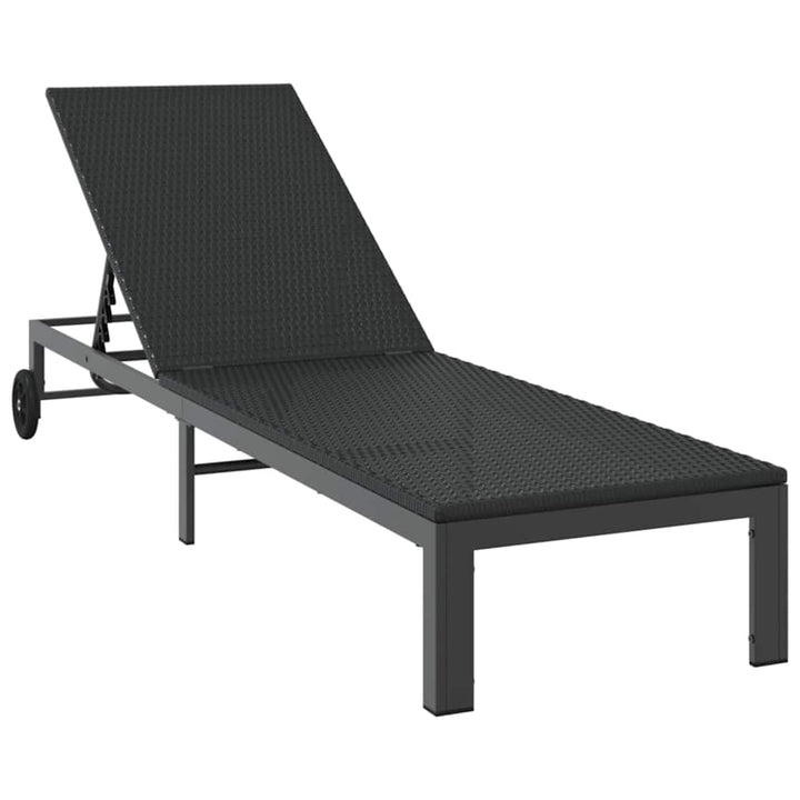 Solseng med pude 3 pcs Sort 40 x 39 x 40.5cm polyrattan