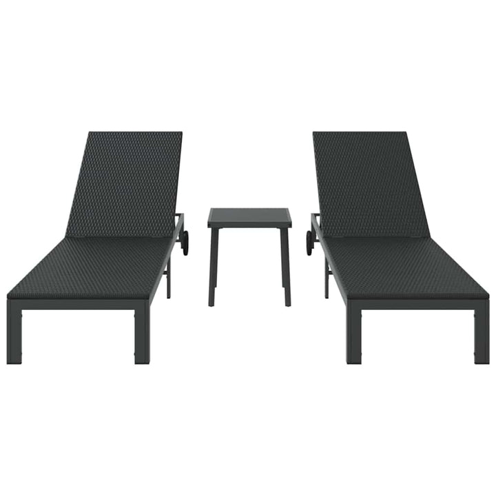 Solseng med pude 3 pcs Sort 40 x 39 x 40.5cm polyrattan