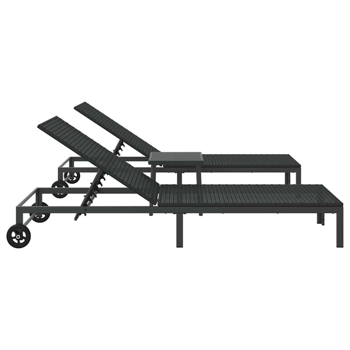 Solseng med pude 3 pcs Sort 40 x 39 x 40.5cm polyrattan