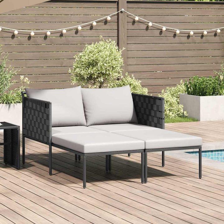 Solseng med pude 2-person Antracit 115 x 153 x 69.5cm Stål
