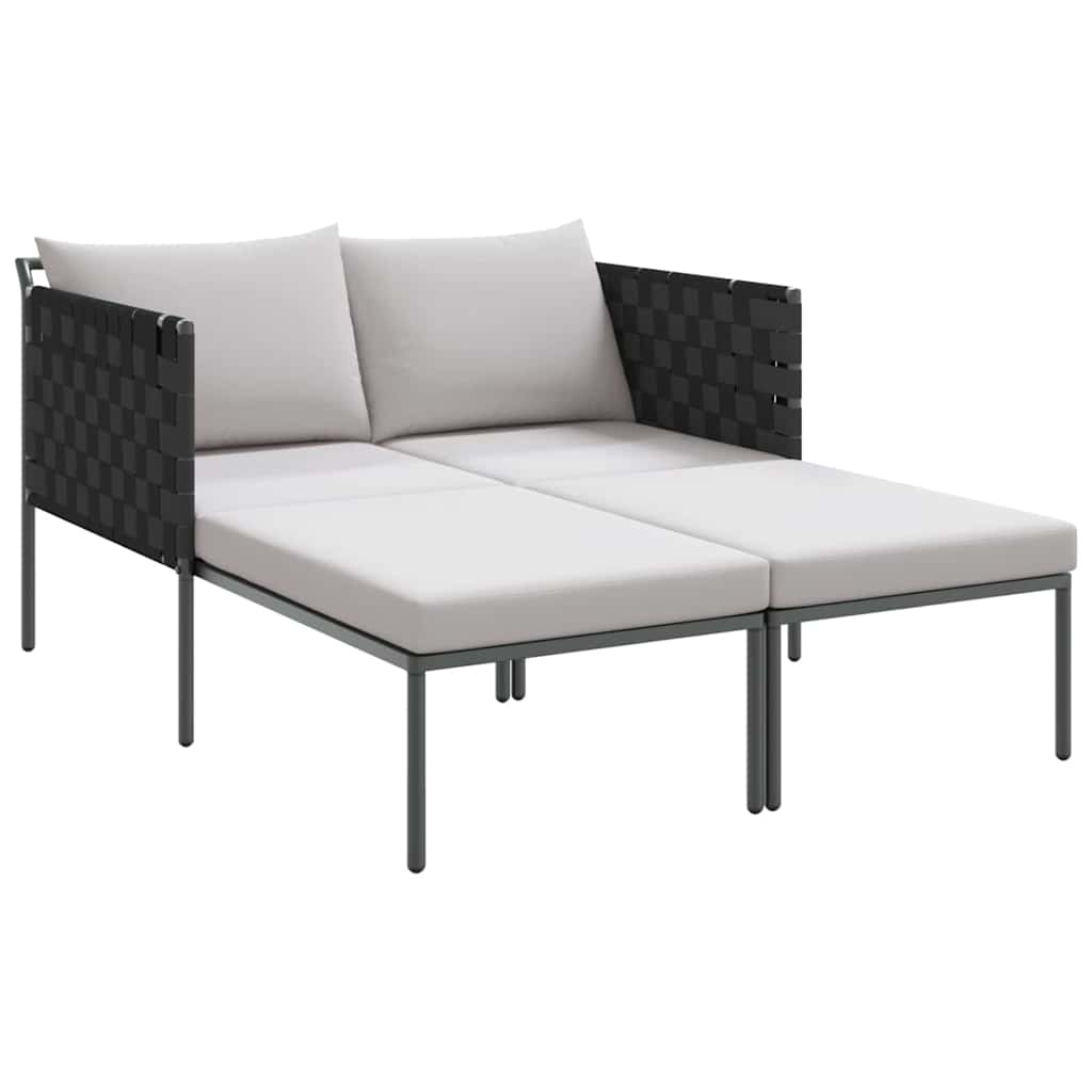 Solseng med pude 2-person Antracit 115 x 153 x 69.5cm Stål