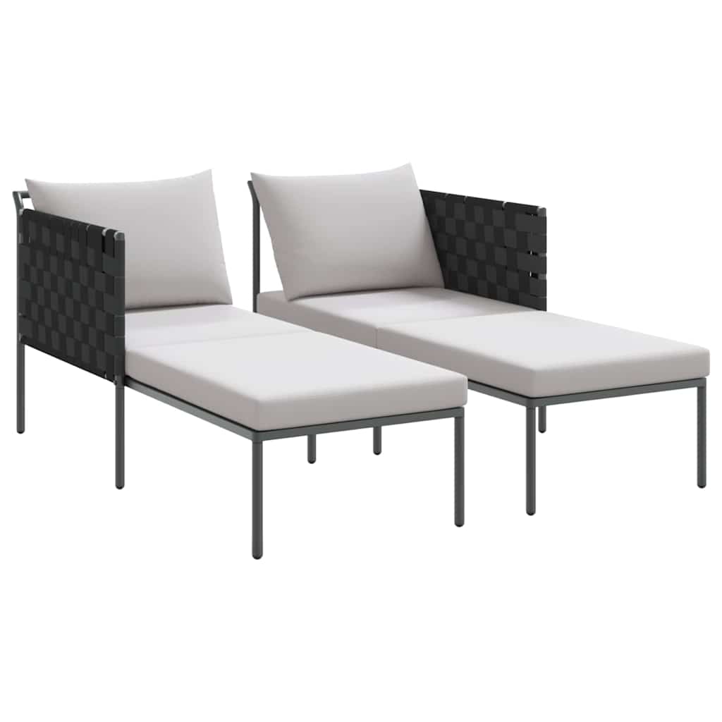 Solseng med pude 2-person Antracit 115 x 153 x 69.5cm Stål