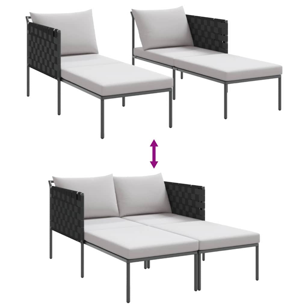 Solseng med pude 2-person Antracit 115 x 153 x 69.5cm Stål