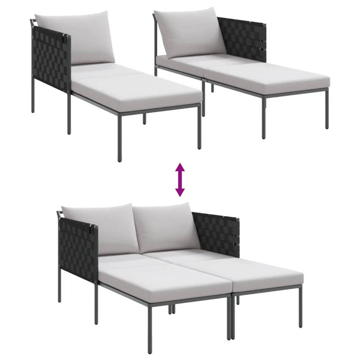 Solseng med pude 2-person Antracit 115 x 153 x 69.5cm Stål