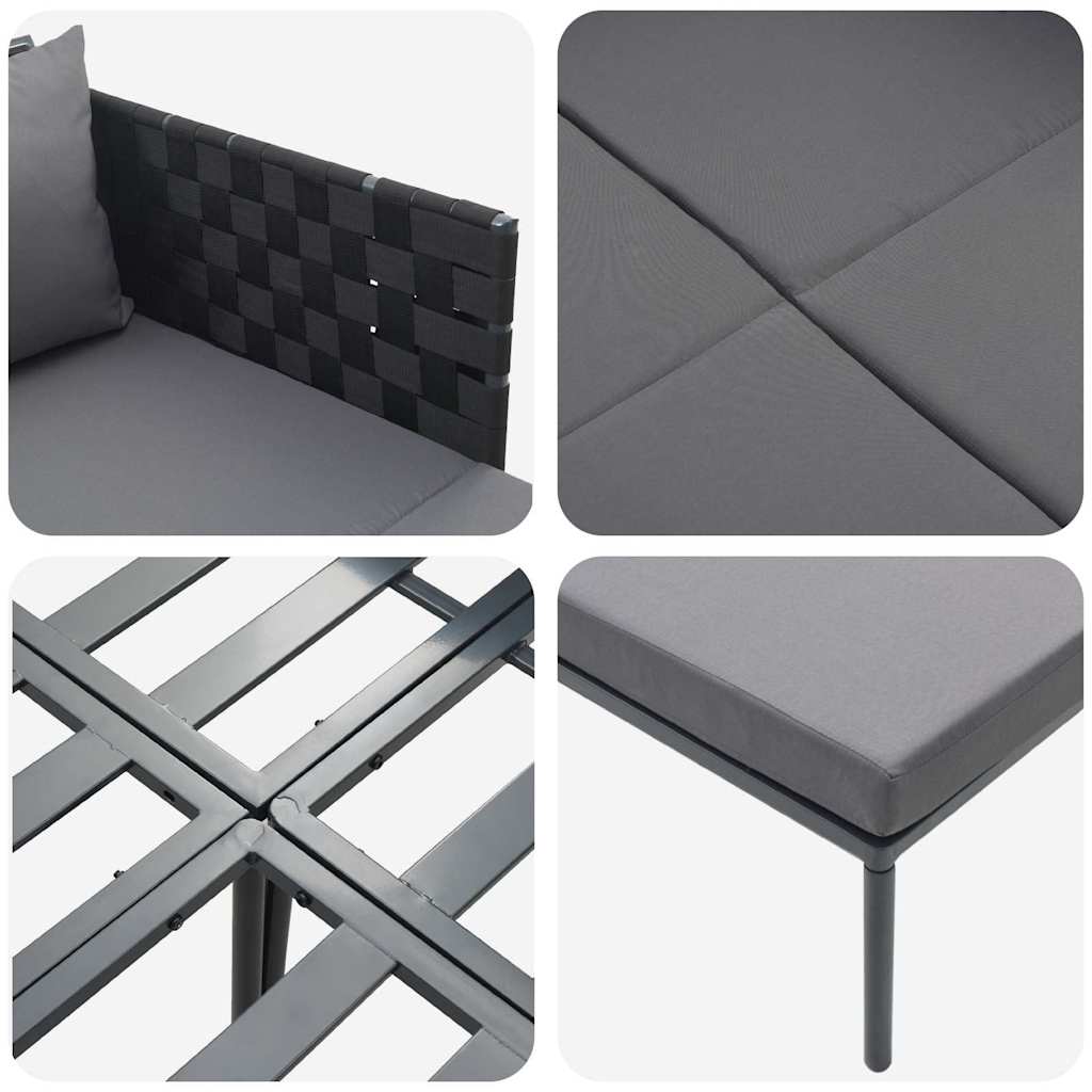 Solseng med pude 2-person Antracit 115 x 153 x 69.5cm Stål