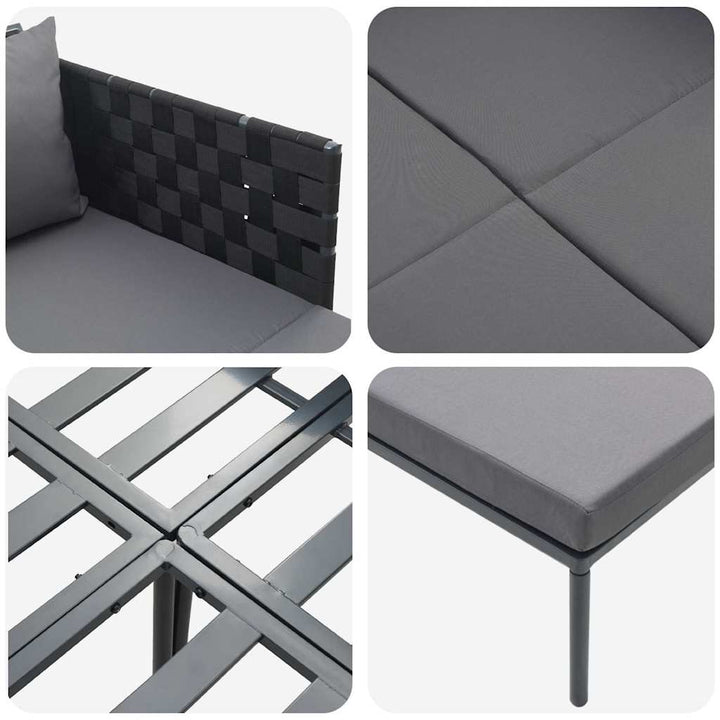 Solseng med pude 2-person Antracit 115 x 153 x 69.5cm Stål