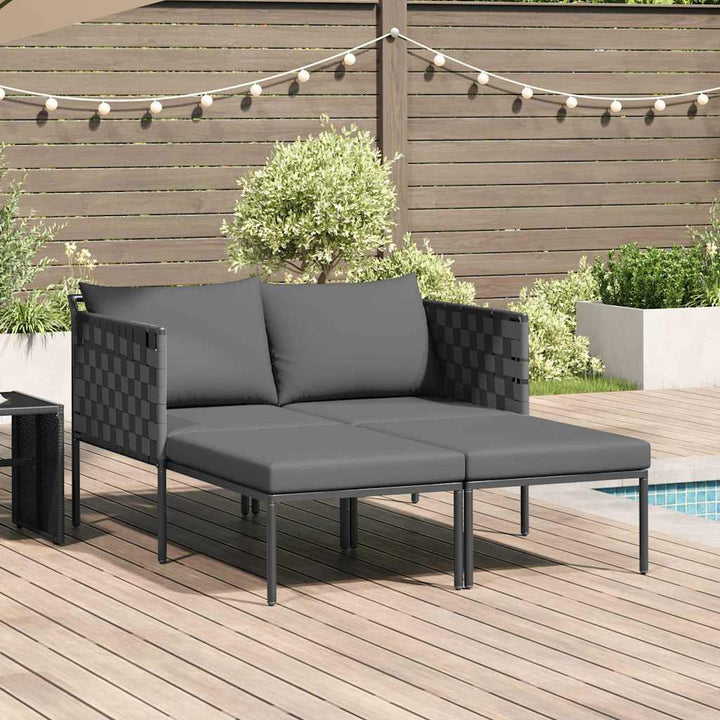 Solseng med pude 2-person Antracit 115 x 153 x 69.5cm Stål