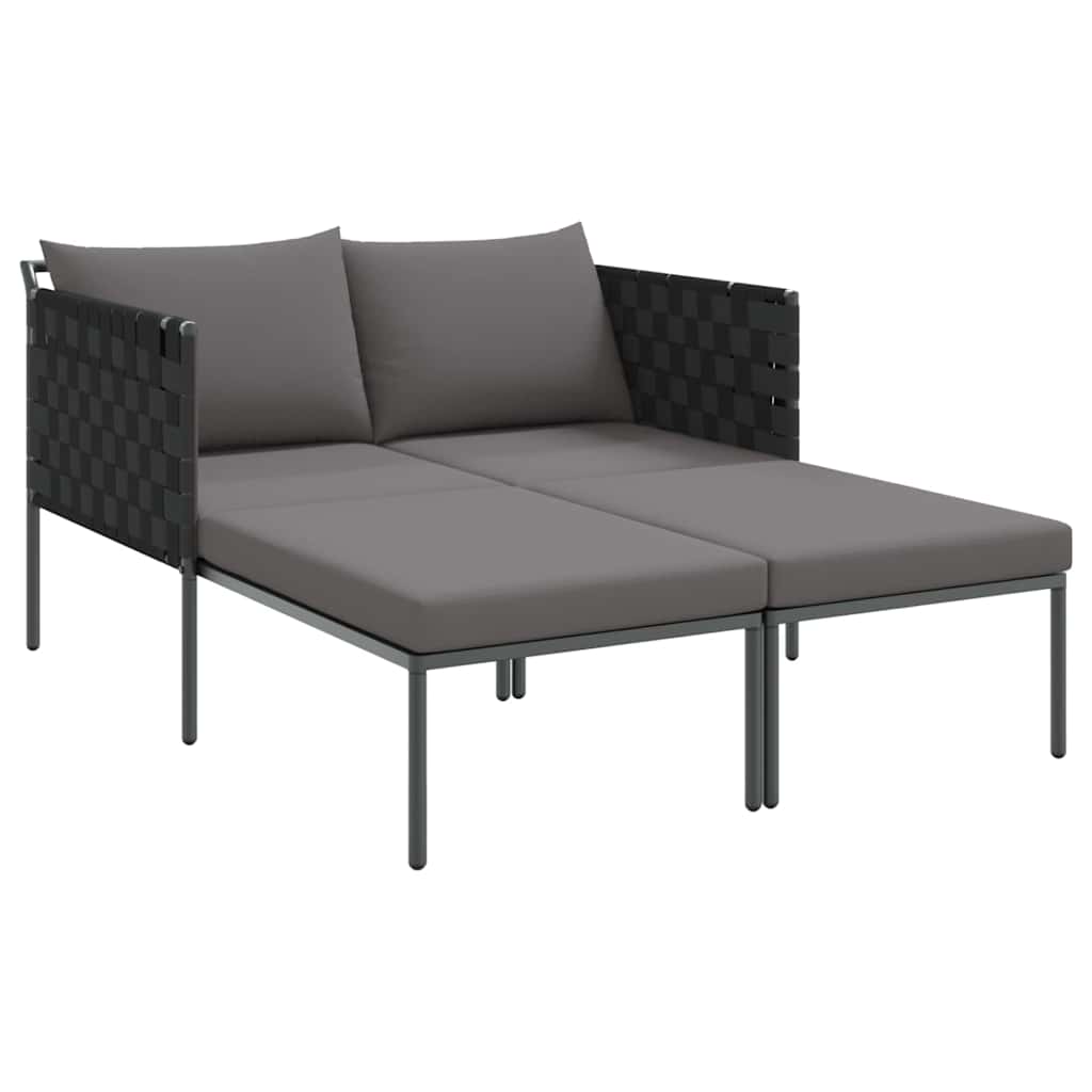 Solseng med pude 2-person Antracit 115 x 153 x 69.5cm Stål