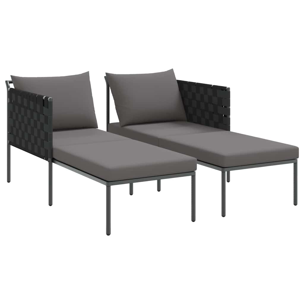 Solseng med pude 2-person Antracit 115 x 153 x 69.5cm Stål