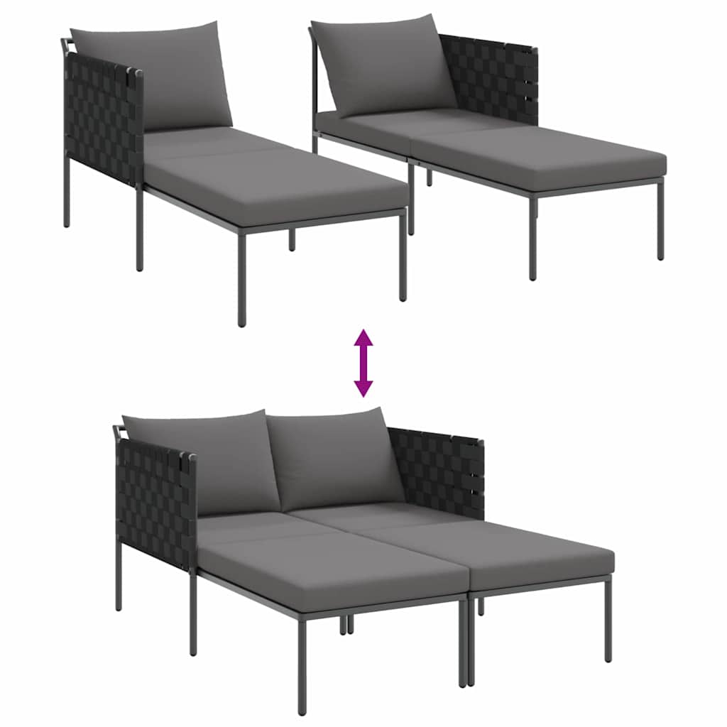 Solseng med pude 2-person Antracit 115 x 153 x 69.5cm Stål