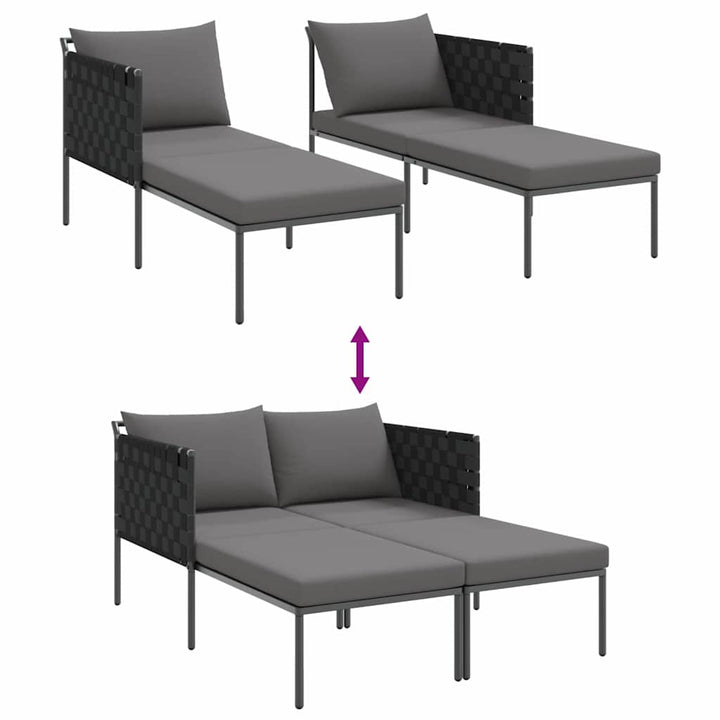 Solseng med pude 2-person Antracit 115 x 153 x 69.5cm Stål