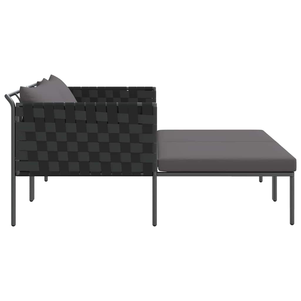 Solseng med pude 2-person Antracit 115 x 153 x 69.5cm Stål