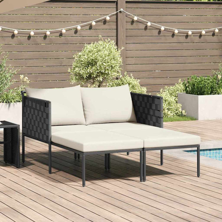 Solseng med pude 2-person Antracit 115 x 153 x 69.5cm Stål