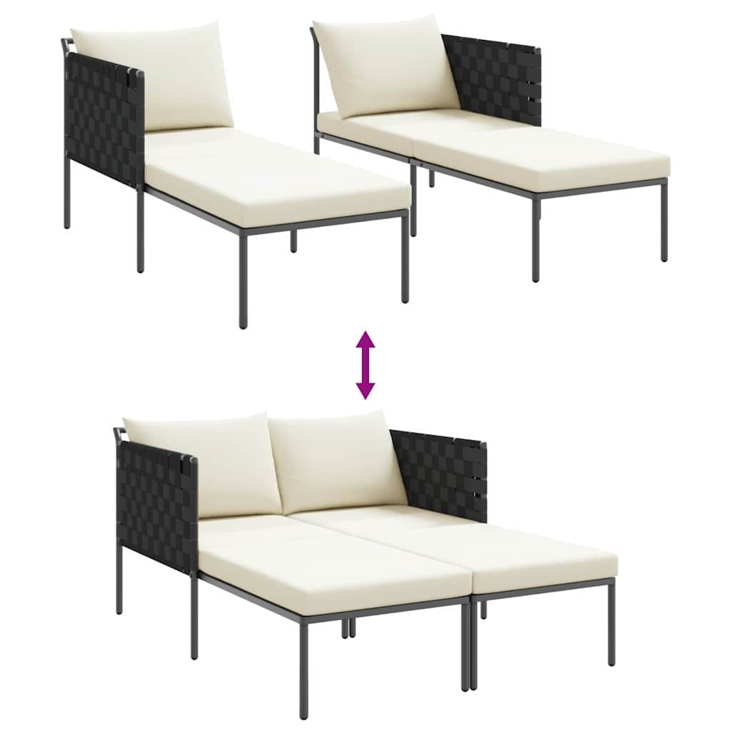 Solseng med pude 2-person Antracit 115 x 153 x 69.5cm Stål