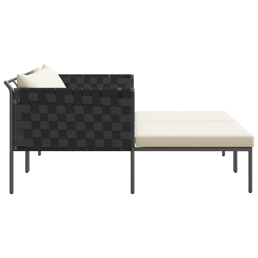 Solseng med pude 2-person Antracit 115 x 153 x 69.5cm Stål